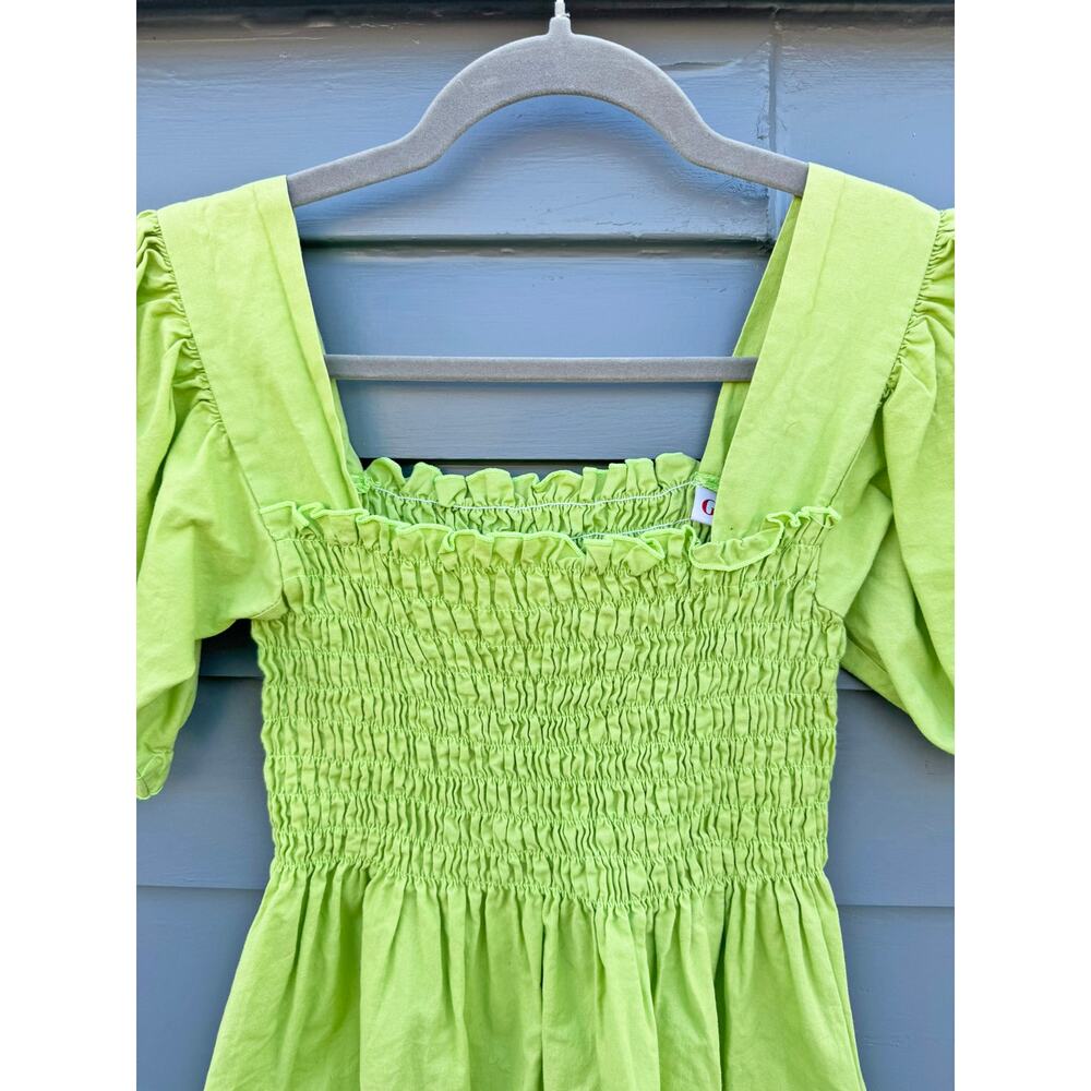 Lisa Says Gah Lime Green Puff Sleeve Mini Dress - Picture 2 of 5